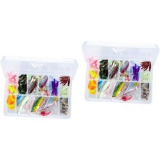 에기 루어 무늬오징어 귀수 INOOMP 200pcs 낚시 키트 도구 미끼 베이스 후크 줄무늬 장비 시퀀스, Colorfulx2pcs, mediumx2pcs