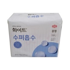 화이트 수퍼흡수 26cm 생리대 날개형 중형 19개입 2개