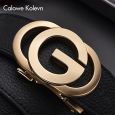 CaloweKolevn 정품 스 테 인 리 스 가죽 밴드 남 진피 자동 버클 층 리 얼 소 가죽 G 자 남성 벨트 젊 은 남성 밴드 밴 딩 CK - 47 골 드 (랜 덤 배 송 으로 커팅 가능)