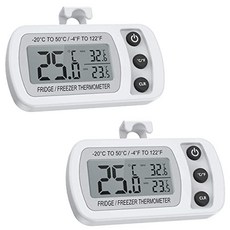 디지털 냉장고 온도계 미니 냉동고 온도계 냉장고 냉동고 방수 LCD 디스플레이 ℉ 스위치 최대 및 최소 기록 주방 가정 식당에서 사용 (배터리 포함 (White), White