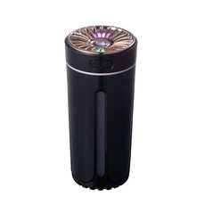 차량용 가습기 무드등 미니가습기 무선 usb 충전식 휴대용 LED 발광 케이블 세트, 블랙(LA-0618S)