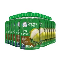 Gerber 2nd Foods Pears Spinach 거버 2단계 베이비 푸드 배 시금치, 99g, 12개