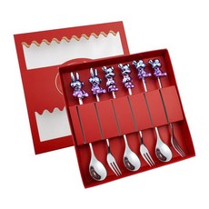 Xingcheng 럭셔리 티스푼 + 포크 세트, 티스푼6A3 3개 + 포크6A3 3개, 1개 티스푼6A3 3개 + 포크6A3 3개, 1개