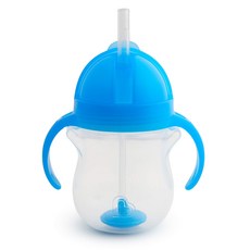 먼치킨 클릭 잠금 뚜껑이 있는 모든 각도 가중 밀짚 트레이너 컵 7온스 파란색 Munchkin Any Angle Weighted Straw Trainer Cup with Cl