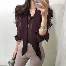 베이시코 / 로맨틱한 시스루 스카프 블라우스