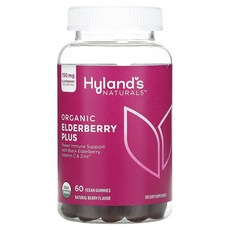 Hyland's Naturals 엘더베리 플러스 내추럴 베리 60 비건 구미젤리, 1개, 60정