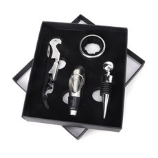 4pcs 스테인리스 스틸 와인 도구 선물 세트 병 오프너 코르크 스토퍼 스토퍼 pourer, 1개
