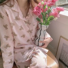 간절기체크곰돌이잠옷 TOP01
