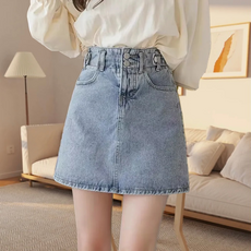 여성 베이직 밴딩 데님 스커트 슬림 미니 스커트