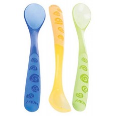 NUBY 비열 민감 형 롱 핸들 스푼 +6 개월 용기 3 개, 단일옵션, 단일옵션