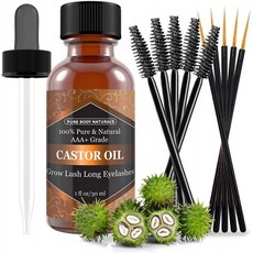 Organic Castor Oil for Eyelashes and Eyebrows with Applicator Kit Lash &amp; Brow Growth Serum by