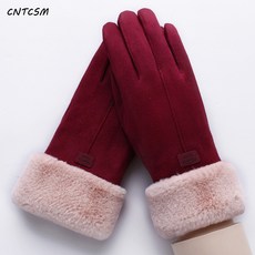 CNTCSM따뜻한 장갑 여성 겨울 스웨이드 장갑 겨울 아웃도어 라이딩 터치에 융털에 도톰하고 귀여운