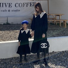 (2020신상)맘커플룩 빅카라 기모원피스 엄마랑딸 아동