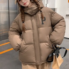 Banhany 아리나 로고 디테일 모자 탈부착 숏 패딩 4color