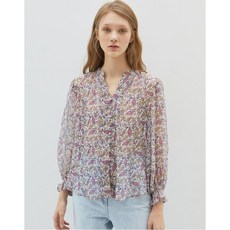 바네사브루노 아떼 20SS 핑크 러플장식 실크 긴팔블라우스 VLBL0B235P2