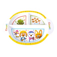 릴팡 피카부 뽀로로 멜라민 타원형 3구 식판, 혼합색상, 단품