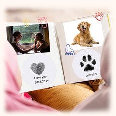 셀프 강아지 고양이 발도장 반려동물 증명사진 스탬프, 상품선택, 원형발도장(검정), 1개