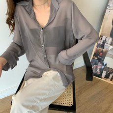 쉬폰 얇은 셔츠 무지 남방 여성 블라우스 여름 가디건