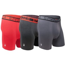 스파이더 남자 퍼포먼스 메쉬 복서 브리프스 스포츠 속옷 3팩(Large Red)