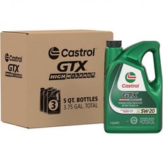 모빌원 캐스트롤 GTX 하이 마일리지 5W-30 합성 엔진 오일 5 쿼트, 5 Quart - 3 Pack, High Mileage Synthetic, 5W-20, 1개
