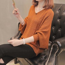 디에프 여성 여자 가오리무드 브이넥니트 루즈핏 데일리룩