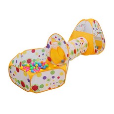 아이 어린이 놀이텐트 터널 볼풀 아동 텐트 장난감 농구대 3pcs, 옐로우