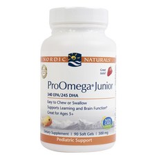 노르딕내츄럴스 프로오메가 주니어 340 EPA 245 DHA 500mg 스트로베리 소프트젤, 90개입, 1개