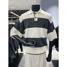 지오송지오 ZG2KT881 DG 셈블런스 와이드 스트라이프 오픈 카라 니트 스웨터 백화점 아울렛 (3668693)