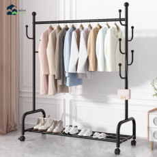 hitiya 튼튼한 이동식 행거 1단 예쁘 철제 스탠드 선반형 행거 가정용