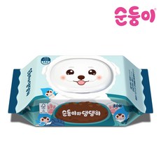순둥이와 댕댕이 강아지물티슈 캡형 80매 1팩(1DG), 80개입, 1개