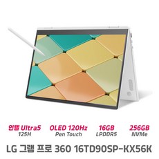 LG그램 16TD90SP-KX56K 울트라5 16GB SSD업교체 360도회전 태블릿겸용 회의용 디자인용 터치펜