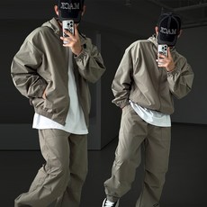 빠델 투웨이 후드집업 & 카고 와이드 스트링팬츠 트레이닝 셋업