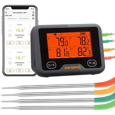 잉크버드 적외선 온도계 건 58 ℉1022 ℉ 디지털 레이저 온도건 피자오븐용 발열량계 IR 주방 딥프라이용 기타 일상용사람용 아님, IBBQ-4BW, 1개