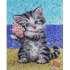 VVEEWUUU 5D 다이아몬드 페인팅 by Number Kit Full Drill DIY Rhinstone 자수 모자이크 제작 용품 키트(Beach Cat), 단일옵션