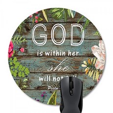 Wknoon Round Mouse Pad 성경 구절 성경의 인용 하나님은 그녀 안에있는 그녀는 시편 46-5에 떨어지지 않는