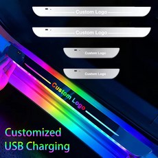 호환 맞춤형 마그네틱 자동차 도어 씰 페달 조명 로고 적외선 센서 USB 충전 자동 스커프 LED 문턱 플레이트 램프, 13 Other models, 01 2PCS Rear Door