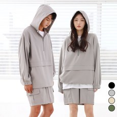 턴키 빅사이즈 아노락 반집업 후드 바람막이 + 반바지 상하의 세트 AJ-1150