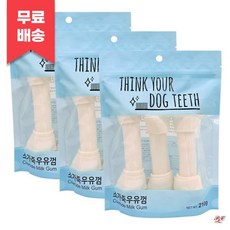 더주스 띵독 강아지 소가죽 우유껌 3P x 3개 /이갈이 개껌 간식, 더주스 띵독 강아지 소가죽 우유껌 3P x 3개 이갈이, 210g