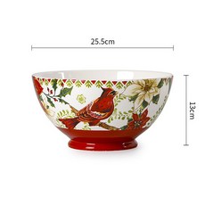 미국 손으로 그린 세라믹 식기 디너 플레이트 샐러드 그릇 머그 보관 항아리 세트, 10 INCH HIGH FEET BOWL, 1PCS, 1개