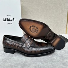 Berluti EdenScritto SS24 남성 악어 페달 구두 캐주얼 통기 가죽 비즈니스 소프트 바닥 르푸 신발 3 배색 - 벨루티구두