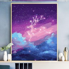 케이엠엘 디지털 유화그림 남자 친구 심플 스트릿 뮤럴 수학 손DIY성년 선물 노루, A843-S32 단품