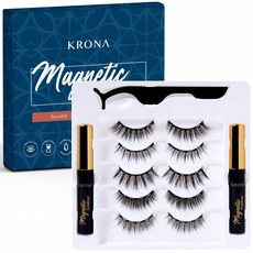 by KRONA 아이 라이너 키트가있는 속눈썹 키트-2 개의 마그네틱 & 5 쌍의 재사용 가능한 가짜-자연스럽고 오래 지속되는 세트-어플리케이터와 함께 제공-접착제 필요 없음, 1개