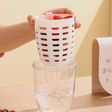 멀드 후르츠팟 과일 샐러드 도시락 통 물빠짐 컵, 1개, 핑크