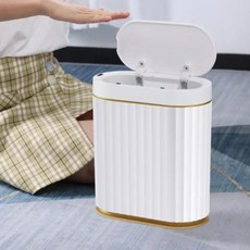 쓰레기통 음식물쓰레기통 좁은 스마트 센서 주방 음식물 쓰레기 재활용 변기 보관 버킷 욕실 액세서리 7L, 2)Grey Battery 7L