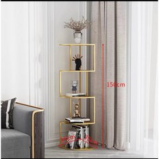  코너 장식장 모서리 선반 수납장 술 진열장 틈새 책장 인테리어 선반, E.골드 4단 