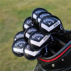 Callaway 아이언 보호 커버 헤드커버 블루 레드 블랙, 02.블랙 앤 화이트 버튼, 1개