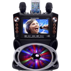 Karaoke USA GF845 Complete System with 2 Microphones Remote Control 7” Color Display LED Lights -, No HDMI, 1개