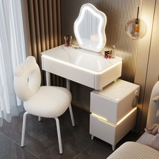남쪽나무 확장형 화장대 세트, A01+캐비닛+LED 거울+의자(A), 70cm