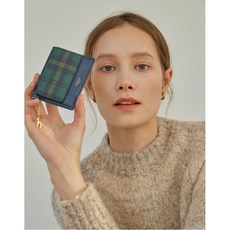 헤지스 악세서리 여성 20FW [WISLEY] 네이비 체크배색 가죽 카드지갑 HIHO0F990N2