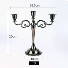Candelabra 호텔 웨딩 소품 청동 골드 홈 홀더 도금 장식 금속 레트로 촛불, 04 Black Three Heads, 1개, [04] Black Three Heads